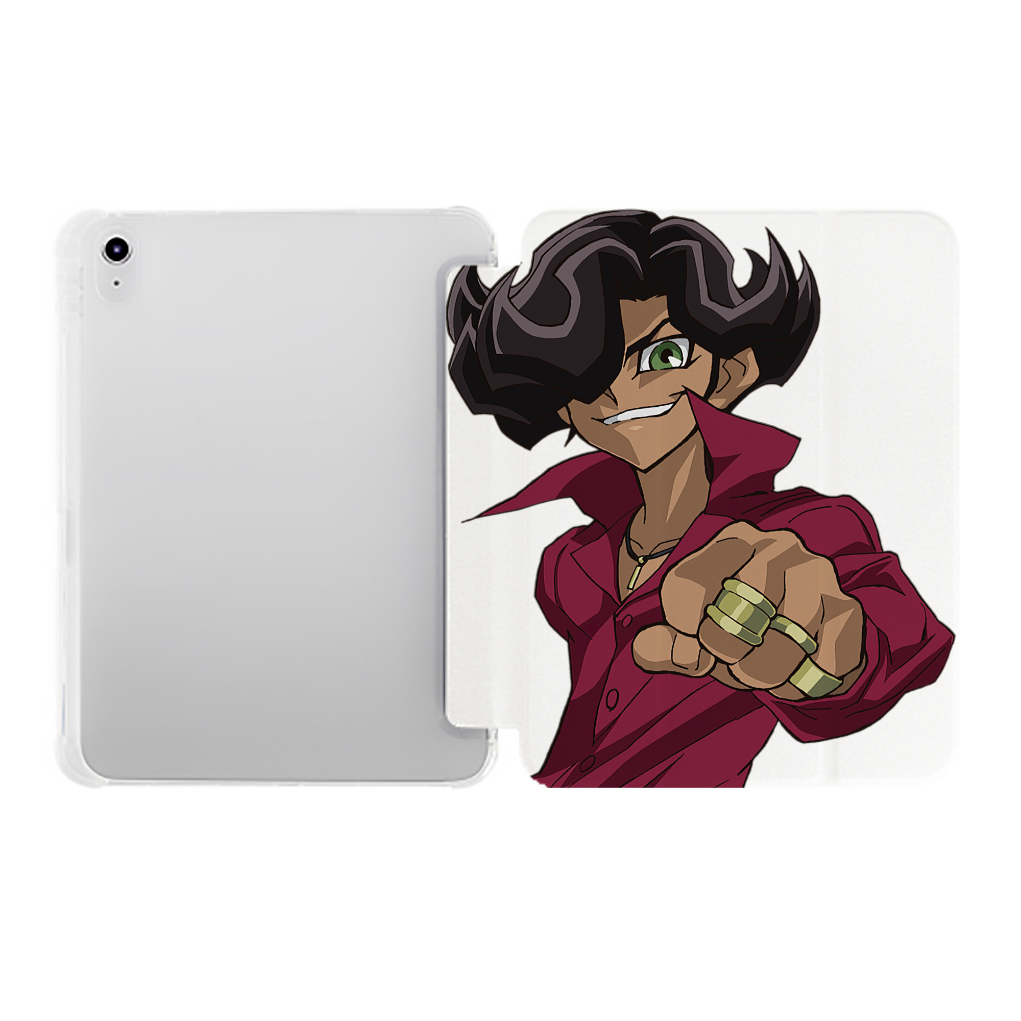 （画像用） 遊☆戯☆王 Yu-Gi-Oh! IPad ケース ペン収納付き 三つ折りスタンド PUレザー×シリコン 対応機種9.5/10.5/10.9インチ